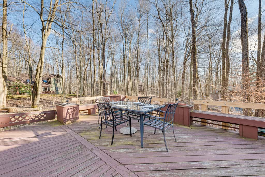 Game Room & Fire Pit: Chic Pocono Pines Home!