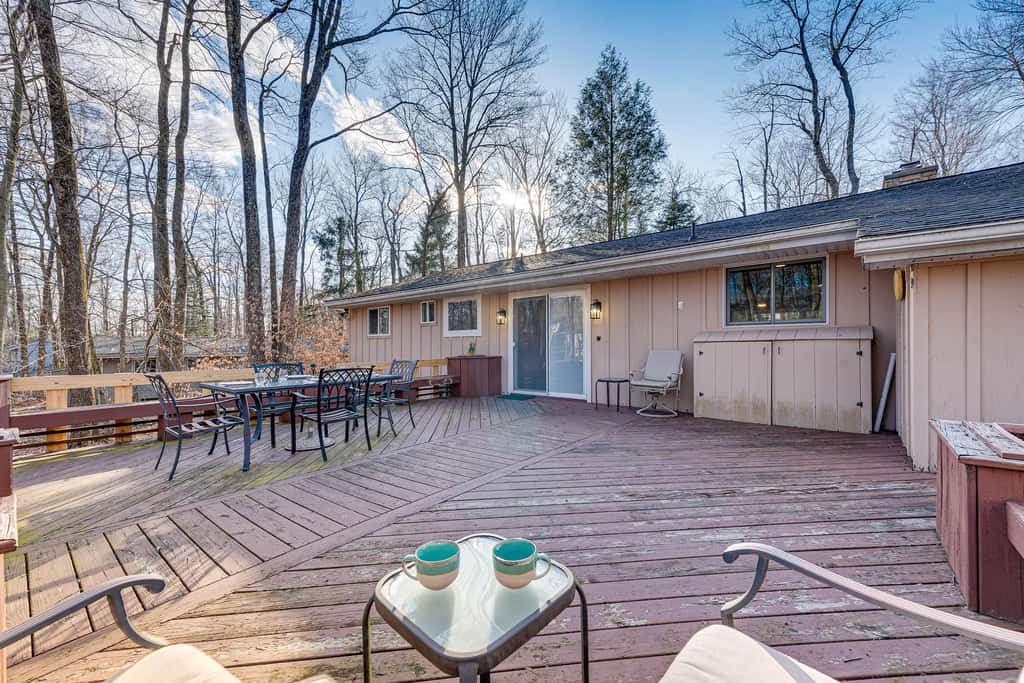 Game Room & Fire Pit: Chic Pocono Pines Home!