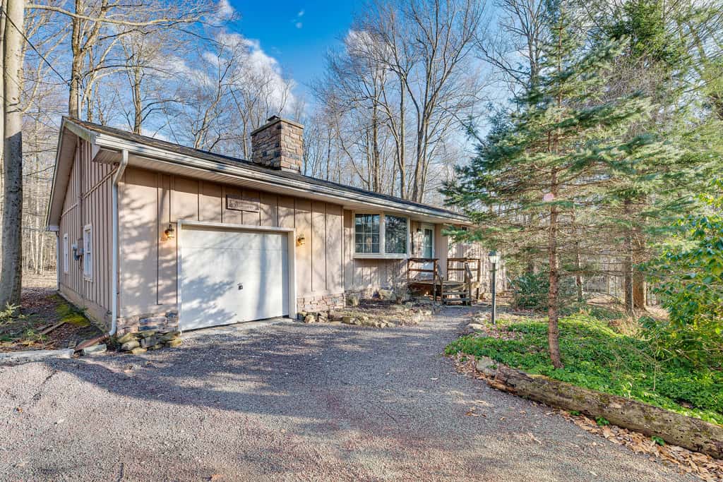 Game Room & Fire Pit: Chic Pocono Pines Home!