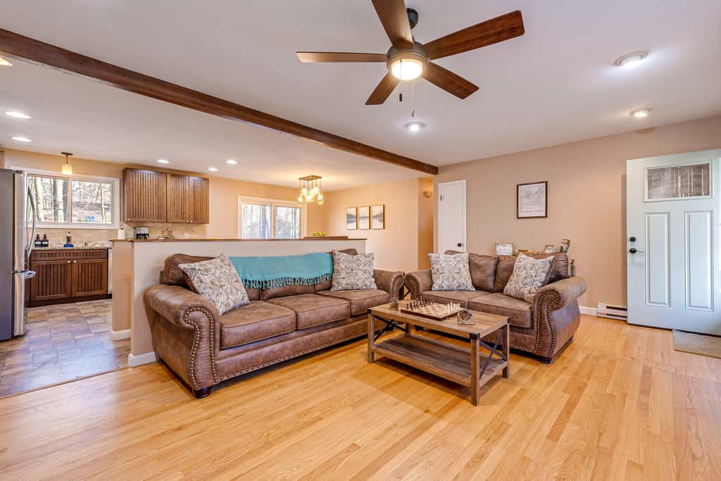 Game Room & Fire Pit: Chic Pocono Pines Home!