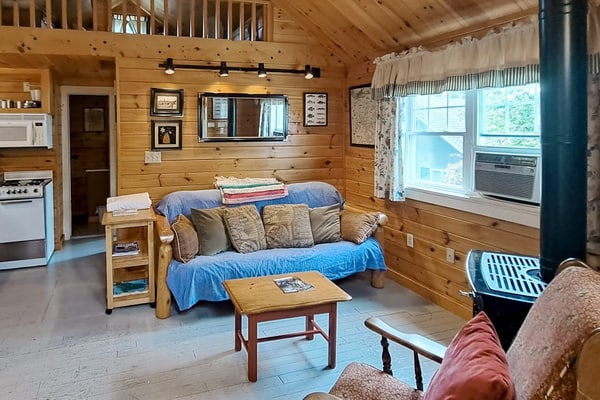 Lakefront cottage with full kitchen, firepit, gas grill, Wifi, a/c
