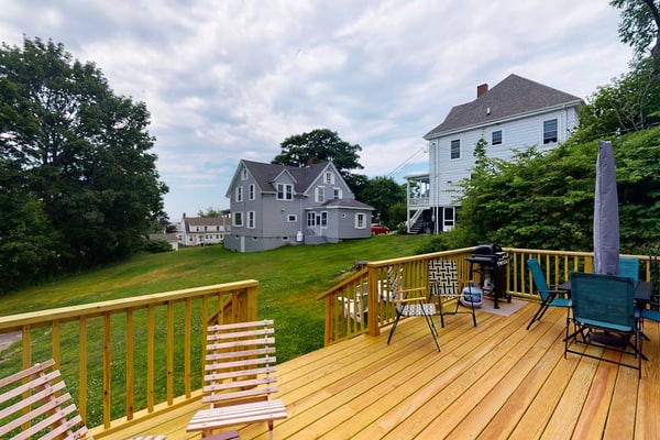 Dog-friendly Fisher Hill home with patio and wood stove - walk to the harbor