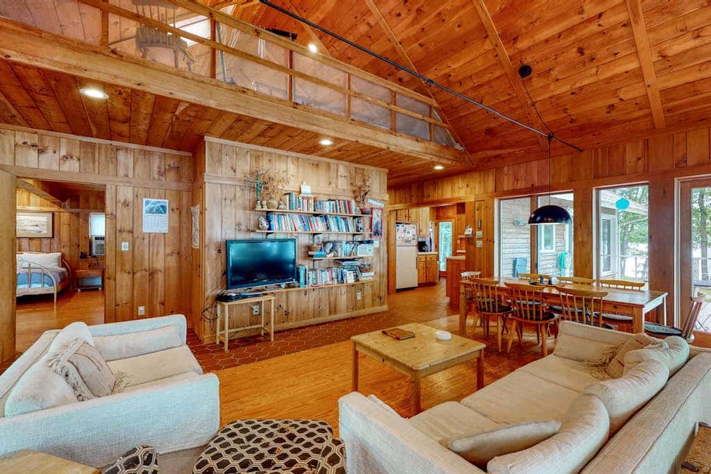 Private waterfront home with large deck & deep water dock