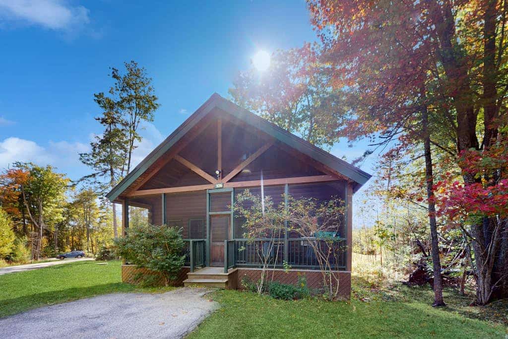 Relaxing three-bedroom dog-friendly cabin w/full kitchen, firepit & A/C
