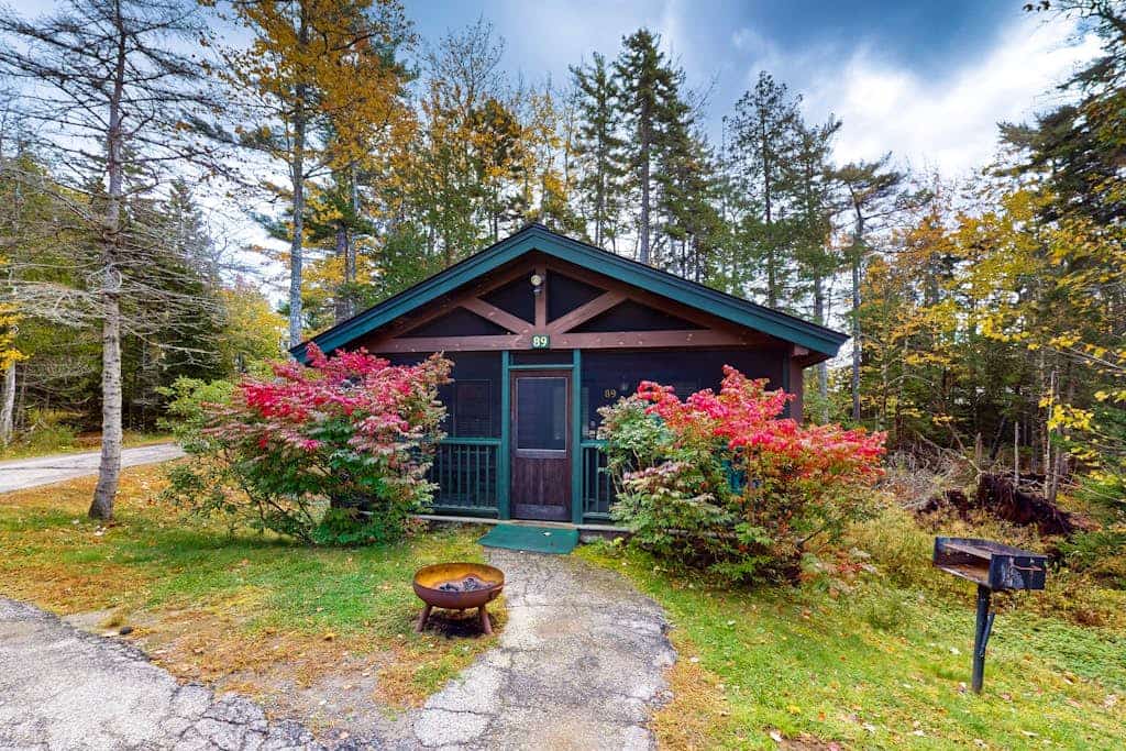 Adventure ready studio cabin with wooded views, fireplace, & AC
