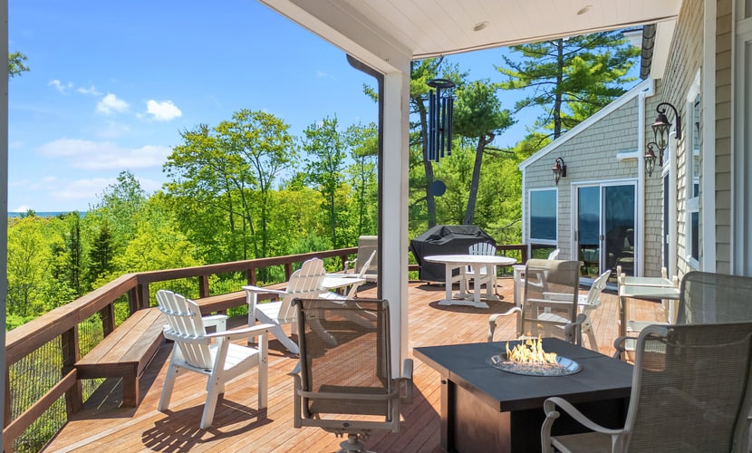 Elegant ocean view home with breathtaking views, private hot tub & large deck