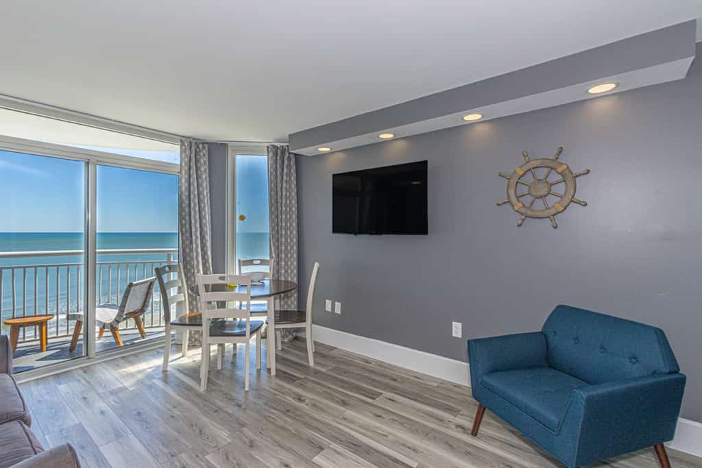 The search for your next vacation stops here! Check out this 8th floor, direct ocean front, recently updated condo at the Atlantica Resort in Myrtle Beach. This 1-bedroom condo is fully furnished with 2 queen beds, 1 sleeper sofa, 1 murphy bed (wall mounted bed), and will comfortably accommodate up to 8 guests!