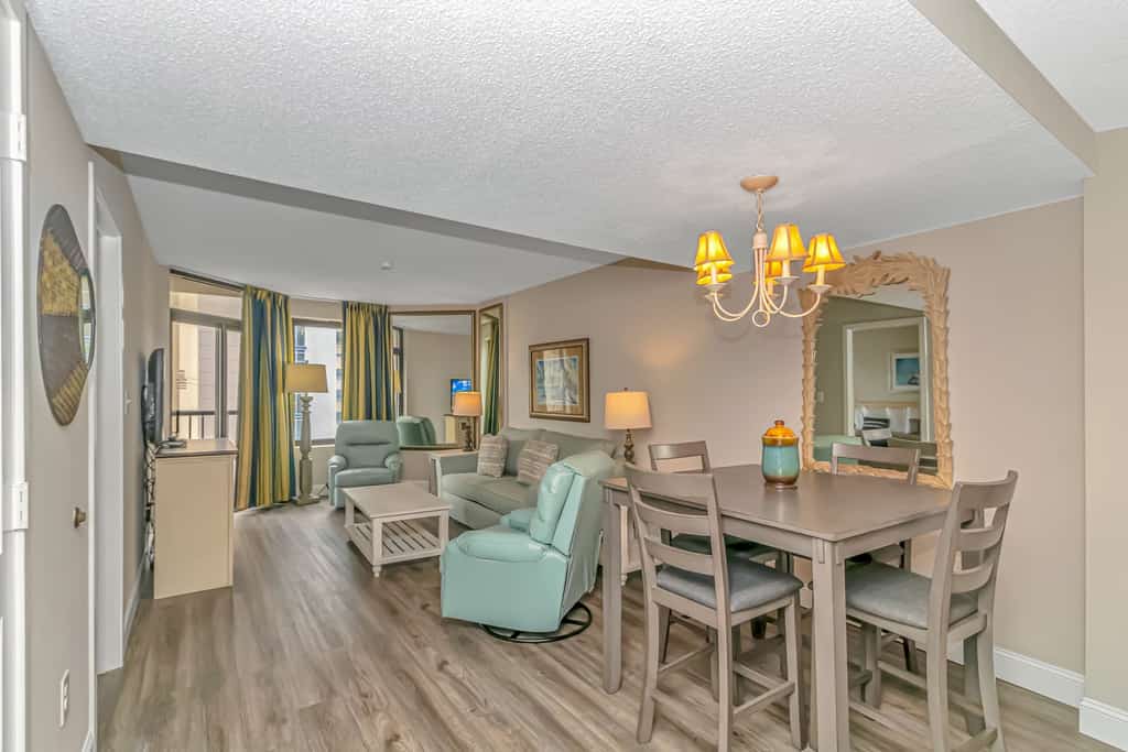 The search for your next vacation stops here! Check out this 5th floor, ocean view, 2-bedroom apartment located at Beach Colony Resort in Myrtle Beach, SC. As of Winter 2022, the homeowner has made several updates to the property! Those updates include new flooring throughout, fresh paint throughout, new baseboards, updated bedding in the guest bedroom, new table with chairs, new coffee table, new accent chairs, and a new TV stand. The condo is fully furnished, and the layout will accommodate 8 guests.