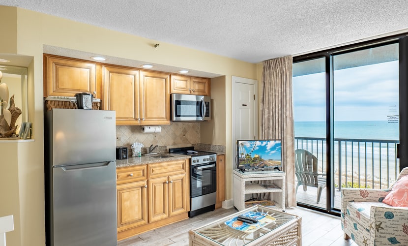 Check out this one of a kind, cozy oceanfront getaway that comfortably sleeps up to six guests. With a private bedroom featuring two queen sized beds and a sleeper sofa in the living area, this inviting retreat offers the perfect blend of comfort and convenience for your Myrtle Beach vacation. Whether you are traveling with family or friends, this condo is designed to help you relax, recharge, and make lasting memories by the ocean.