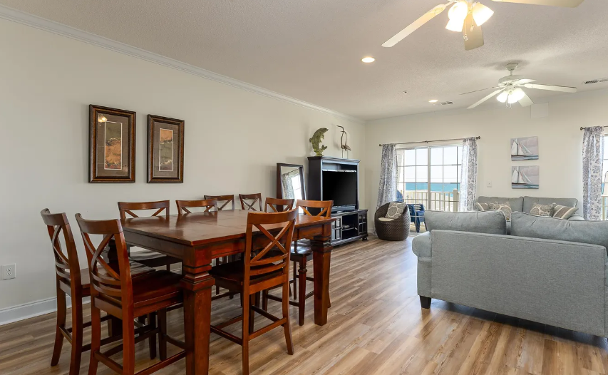 The search for your next vacation stops here! You will be blown away by this spacious, 5-bedroom, 5 bathroom, apartment located at the Cherry Grove Villas in North Myrtle Beach, SC. This ocean view condo is perfect for a large family, or a large group who is looking to stay in the same apartment! This unit will comfortably accommodate a total of 14 guests!