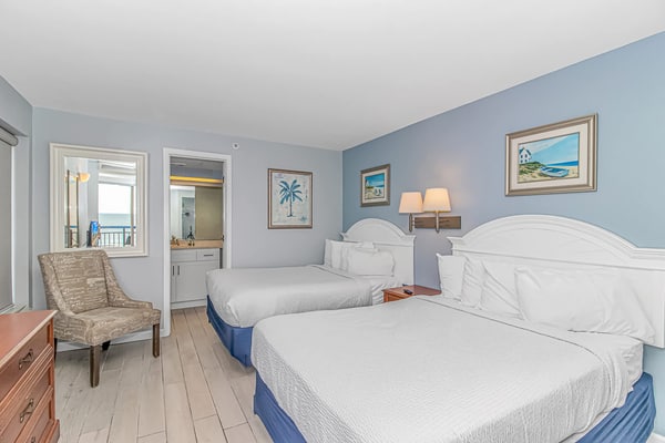 Stop your search here! This condo has 2 bedrooms, 3 full baths and THREE private balconies! These combined condos are fitted with one king bed, two full beds, a murphy bed, and a sleeper sofa. This space can comfortably accommodate up to 10 guests!
