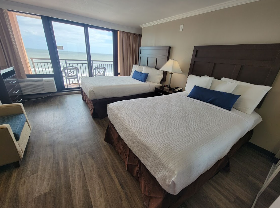 Experience oceanfront luxury at the Caravelle Resort in Myrtle Beach! This recently updated 6th-floor condo offers stunning Atlantic views and modern amenities. Enjoy fresh paint, new flooring, updated furniture, new mattresses, a flat-screen TV, and more. The fully-stocked kitchen is perfect for preparing meals, and the space is ideal for up to 4 guests with 2 full beds. Book your stay today for a memorable beach getaway!