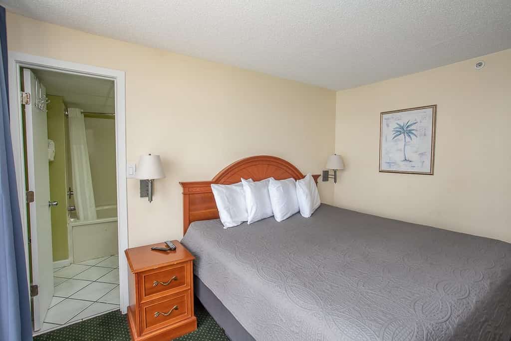 Check out this ocean view vacation rental at Boardwalk Resort in Myrtle Beach, SC. This ocean view condo is fully furnished with everything you need for your next vacation. This studio apartment features 1 king bed and will comfortably accommodate 2 guests. This rental is a hotel-size apartment and features about 350 sq ft of living space.