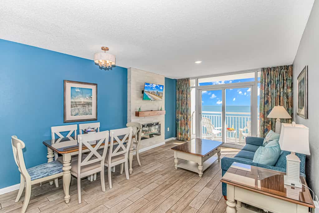 The search for your next vacation stops here! Check out this 10th floor, direct ocean front, beautifully updated condo at the Atlantica Resort in Myrtle Beach. This 1 bedroom suite is fully furnished with 2 queen beds and 1 murphy bed (wall mounted bed). This layout offers an oversized living space with a large couch, TV with cable, a dining table with chairs, and beautiful direct ocean front views from the private balcony right off the living area. This layout features an open floor plan making the space feel bigger and not cramped!