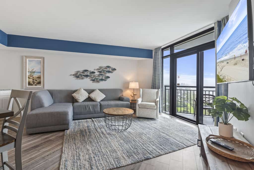 The search for your next vacation stops here! This absolutely incredible, beautifully renovated suite located at the extremely popular Caribbean Resort in Myrtle Beach, SC is fully furnished with everything you need! This 20th floor 2-bedroom condo has 1 king sized bed, 2 queen sized beds, and will comfortably accommodate 6 guests!