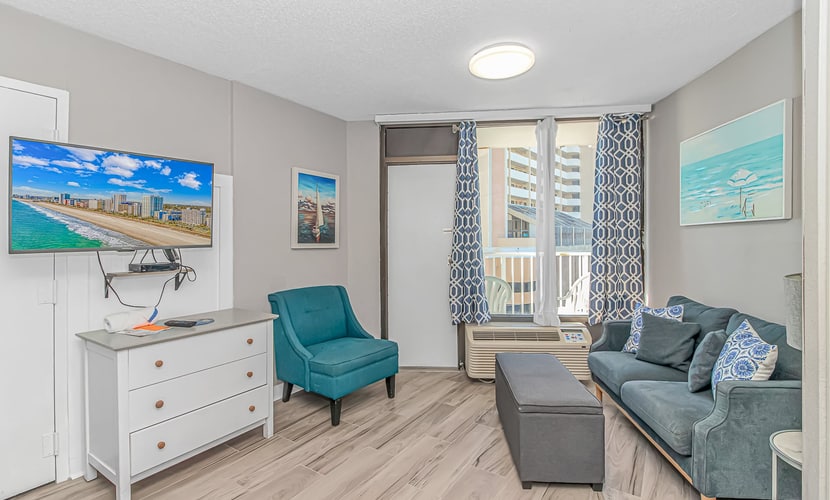 Step into this charming, ocean view 1-bedroom condo on the 6th floor of the Caravelle Tower, where stunning views and cozy comfort await! Perfectly furnished with two queen beds and a convenient Murphy bed, this inviting space comfortably accommodates up to 6 guests: ideal for families or small groups looking to enjoy the best of Myrtle Beach.