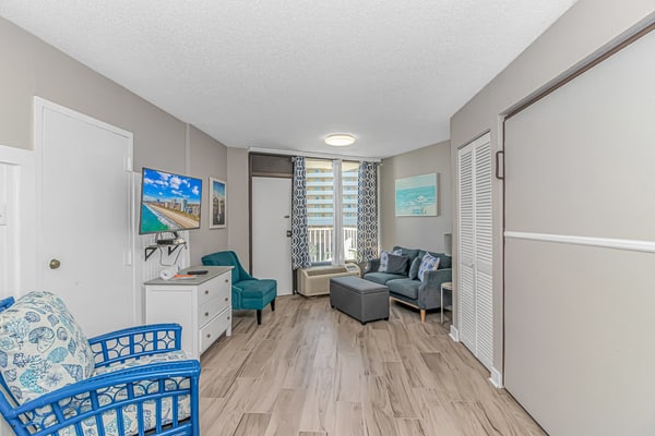 Step into this charming, ocean view 1-bedroom condo on the 6th floor of the Caravelle Tower, where stunning views and cozy comfort await! Perfectly furnished with two queen beds and a convenient Murphy bed, this inviting space comfortably accommodates up to 6 guests: ideal for families or small groups looking to enjoy the best of Myrtle Beach.