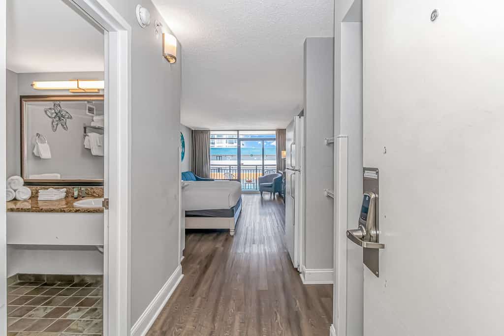 This is an absolutely incredible, completely renovated, luxury romance suite located at the Landmark Resort in Myrtle Beach, SC. The search for your next vacation stops here! This 15th floor studio condo is fully furnished and the layout will accommodate 2-4 guests.