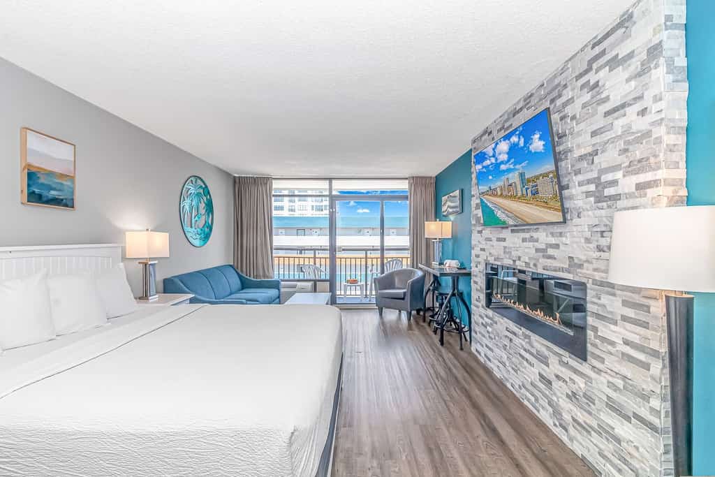 This is an absolutely incredible, completely renovated, luxury romance suite located at the Landmark Resort in Myrtle Beach, SC. The search for your next vacation stops here! This 15th floor studio condo is fully furnished and the layout will accommodate 2-4 guests.