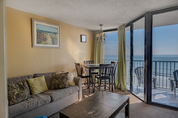 Looking for a unique, beachy vacation rental? Look no further! This oceanfront 1 bedroom rental is located at the North end of the "Golden Mile" - close enough to walk to local restaurants and attractions without being in the thick of the crowds.
Important Notice: Balcony Railing Coating Project
The Balcony Railing Coating Project will be underway for approximately 6–8 weeks (weather permitting), with completion expected by mid to late January.
During this period, signage will be placed on sliding glass doors to inform guests when balcony work is taking place. Please remind guests not to touch the railings, as they will be in various stages of coating and drying.
Please note:
Balcony access will be restricted only while work is being performed on that specific stack.