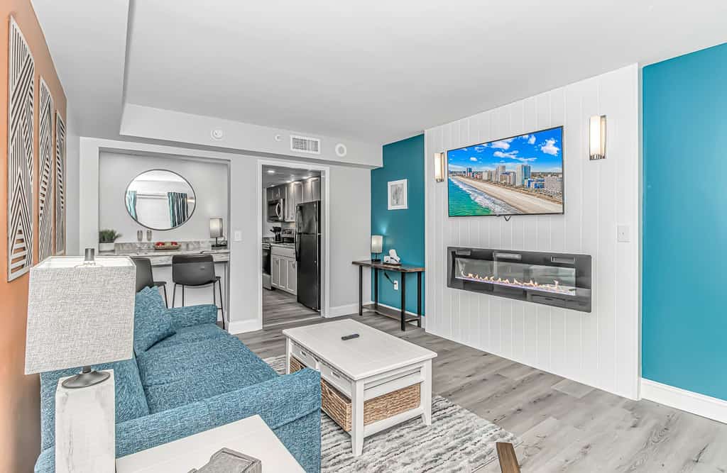 The search for your next vacation stops here! Check out this 16th-floor, oceanfront condo at the Camelot By The Sea Resort in Myrtle Beach. This beautifully updated suite is fully furnished with 1 king bed, a queen sleeper sofa, and will comfortably accommodate 2&ndash;4 guests.