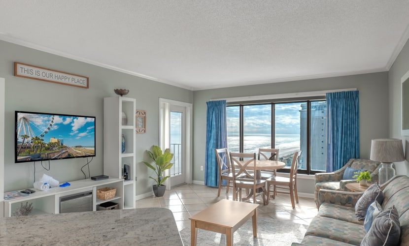 Take a peek at this gorgeous 1-bedroom, ocean view condo perched on the 8th floor of the Palace Resort. Thoughtfully furnished and designed for comfort, this inviting space sleeps up to 4 guests between a cozy queen-sized bed and a convenient sleeper sofa, making it perfect for couples, small families, or friends seeking a beachside escape.