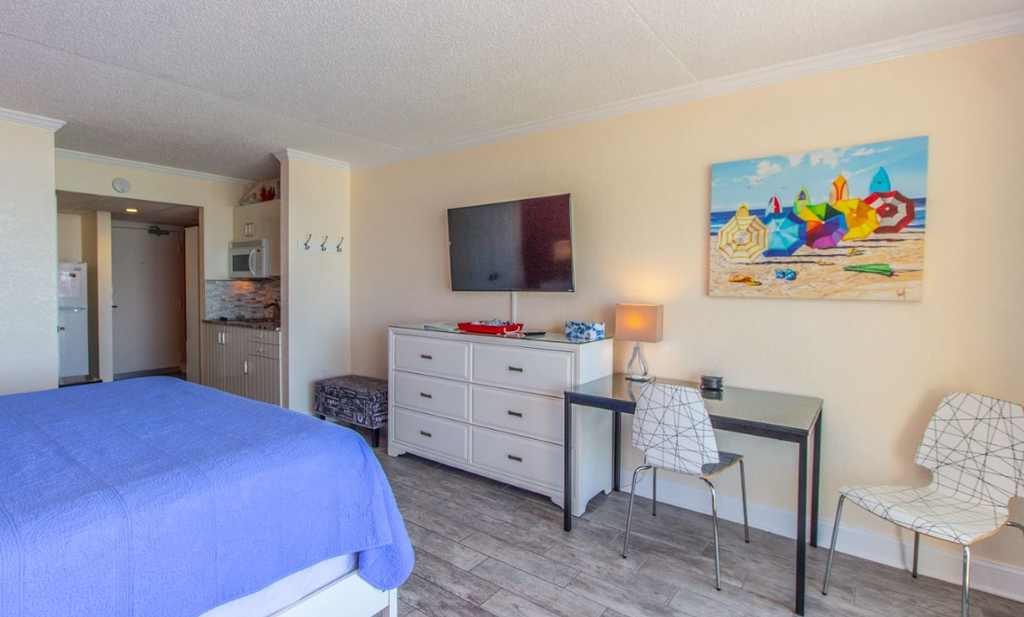 Looking to get away from it all and enjoy some relaxation with your special someone? This is the place for you! All the comforts of home but with spectacular views off the direct oceanfront private balcony. This completely remodeled oceanfront luxury studio is located at the North end of the "Golden Mile" - close enough to walk to local restaurants and attractions without being in the thick of the crowds.


Important Notice: Balcony Railing Coating Project

The Balcony Railing Coating Project will be underway for approximately 6&ndash;8 weeks (weather permitting), with completion expected by mid to late January.

During this period, signage will be placed on sliding glass doors to inform guests when balcony work is taking place. Please remind guests not to touch the railings, as they will be in various stages of coating and drying.

Please note:

Balcony access will be restricted only while work is being performed on that specific stack.