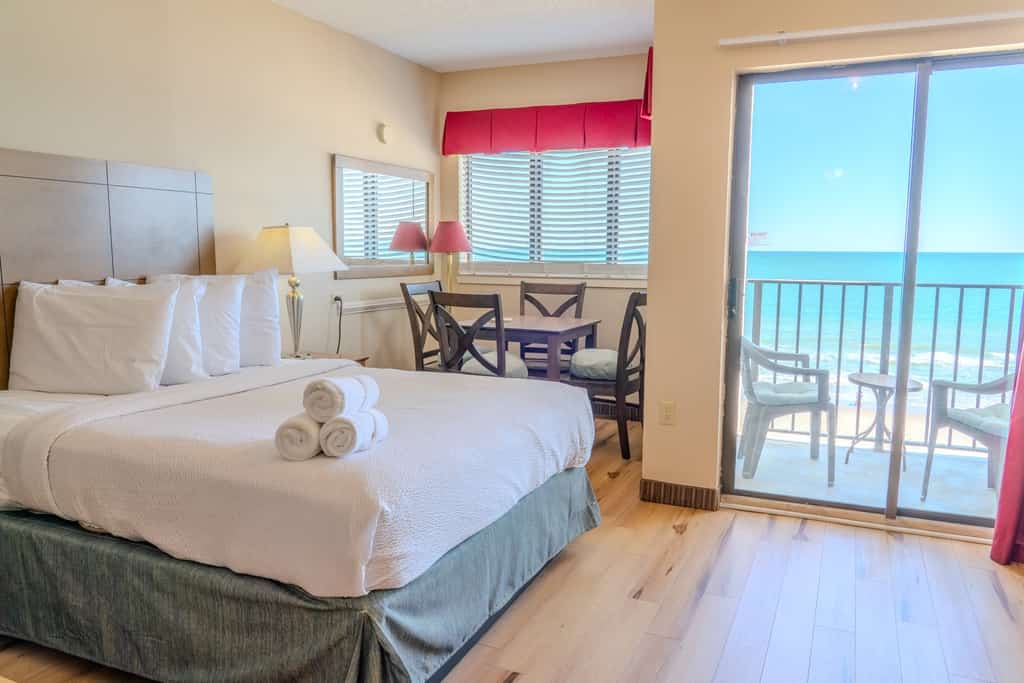 Wake up to breathtaking Atlantic Ocean views at this spacious 4th-floor oceanfront studio located at The Palace Resort in Myrtle Beach. Featuring a private oceanfront balcony, a full-size kitchen, and nearly 400 square feet of comfortable living space, this coastal retreat is perfect for couples, small families, and groups of up to 4 guests.