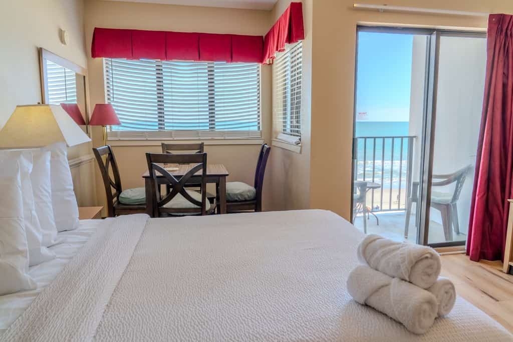 Wake up to breathtaking Atlantic Ocean views at this spacious 4th-floor oceanfront studio located at The Palace Resort in Myrtle Beach. Featuring a private oceanfront balcony, a full-size kitchen, and nearly 400 square feet of comfortable living space, this coastal retreat is perfect for couples, small families, and groups of up to 4 guests.