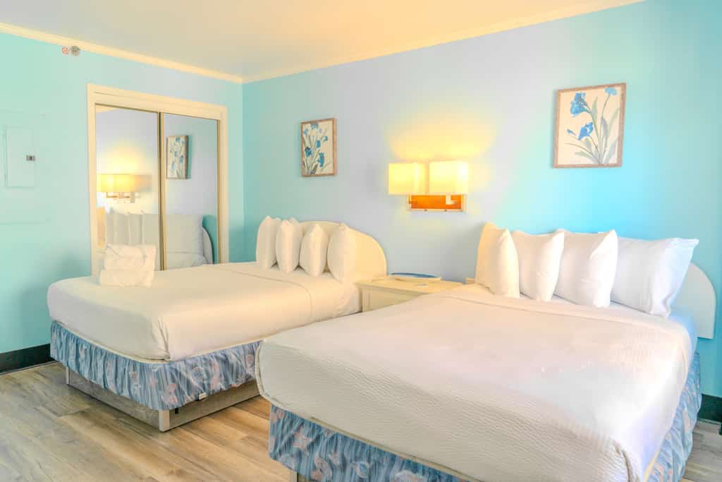 This stunning, ocean view, one bedroom is a rare find here in Myrtle Beach! This gorgeous condo offers stunning views of the Atlantic Ocean, while providing all of the comforts of home! The bedroom features two extra long double sized beds, comfortably accommodating up to 4 guests. For groups looking for more space, contact us for assistance on booking the adjoining unit next door!