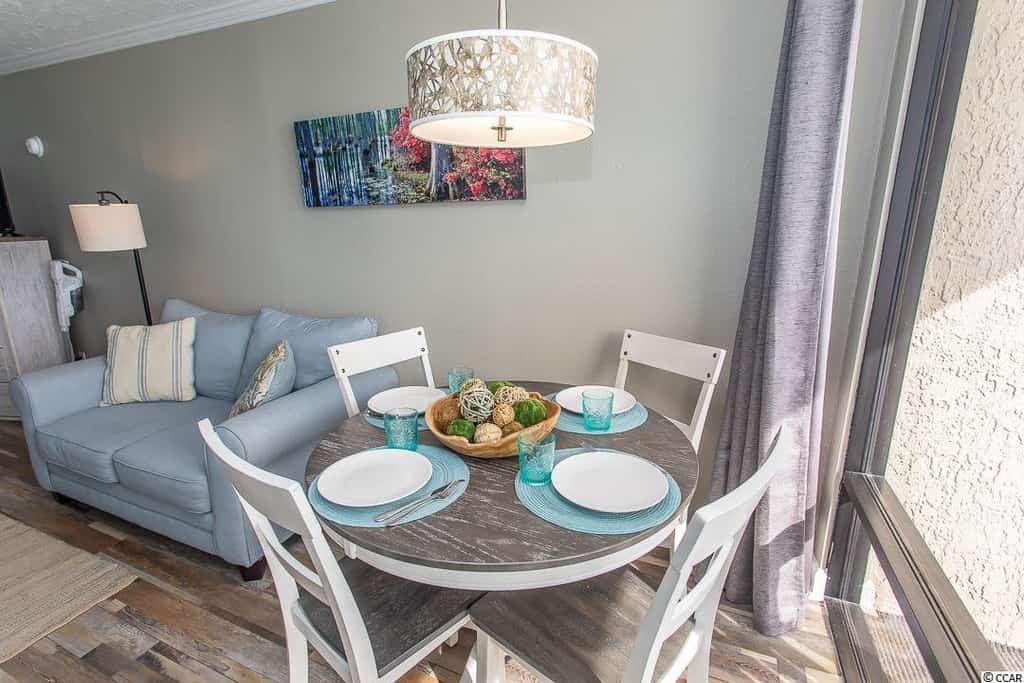 The search for your next vacation stops here! Check out this 15th floor, direct ocean front condo at the Ocean Reef Resort in Myrtle Beach. This studio is fully furnished with 2 queen size beds and will comfortably accommodate 4 guests. Guests will have access to a full bathroom with a tub/ shower combo, vanity, and mirror, and a private balcony with direct ocean front views are also included. This unique layout offers oversized living space for our guests.