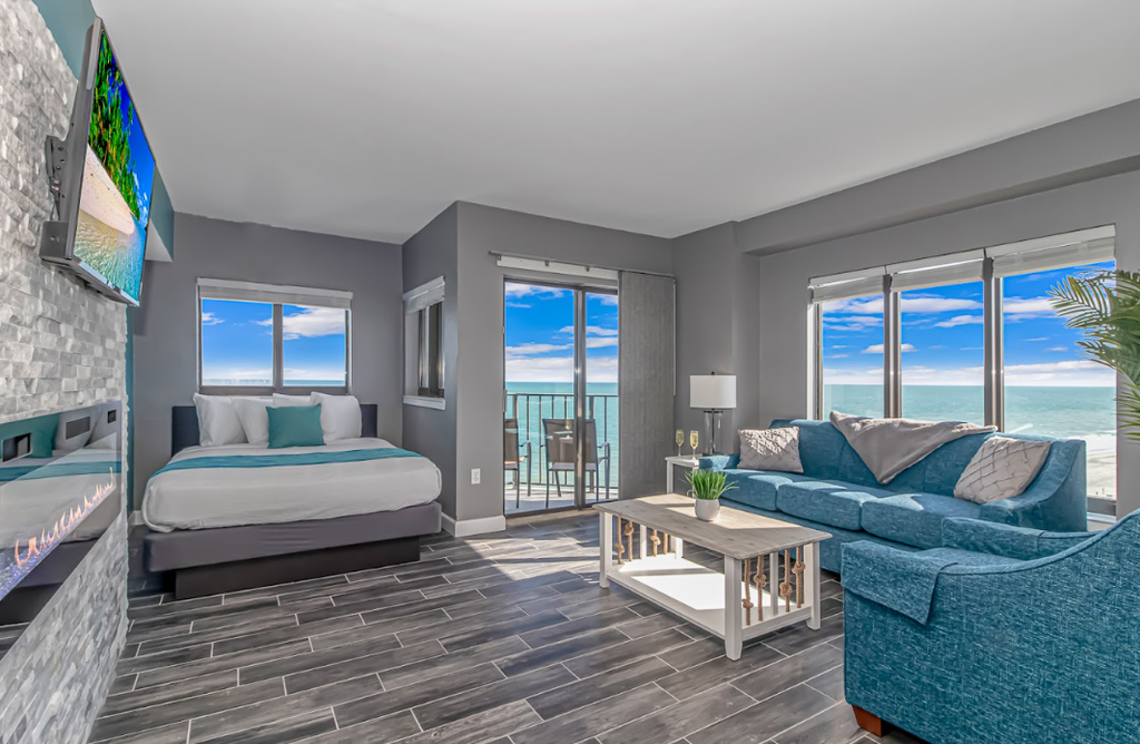 This is an absolutely incredible, completely renovated, luxury romance suite located at the Palace Resort in Myrtle Beach, SC. The search for your next vacation stops here! Check out this 6th floor, angled oceanfront, studio apartment. The condo is fully furnished and the layout will accommodate 2 guests.