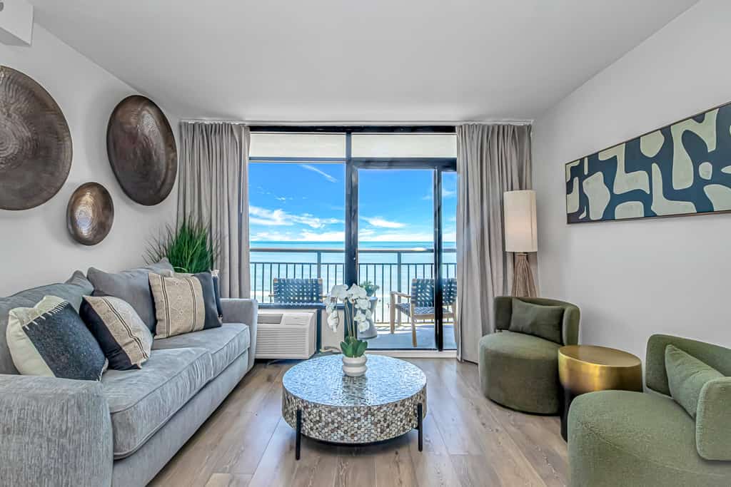 Are you looking for a completely renovated oceanfront escape with stylish touches and luxurious updates throughout? The search for your perfect Myrtle Beach getaway ends here! Welcome to this beautifully refreshed 7th floor studio at the Landmark Resort, where coastal charm meets modern comfort. As of Summer 2025, the condo has undergone a full renovation, transforming it into a sleek, modern haven with everything brand new. With a king-sized bed, a full-size sleeper sofa, and space to comfortably accommodate up to 4 guests, this thoughtfully redesigned unit is the ideal retreat for couples, solo travelers, or small families looking to soak up the very best of beachfront living.