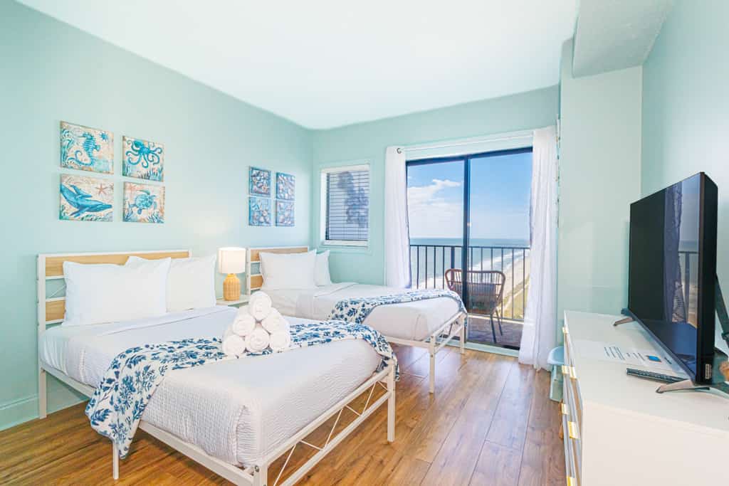 Check out this stunning, updated 2 bedroom condo located on the 18th floor of the Palace Resort! This bright and airy beach retreat offers stunning views of the ocean and the city of Myrtle Beach. Furnished with one queen sized bed, two twin sized beds, and one sleeper sofa this getaway is perfect for a small family or group of friends looking to escape!