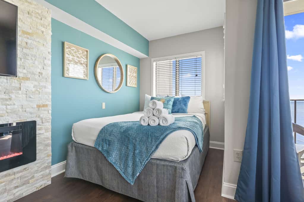 The search for your next vacation stops here! Check out this 15th floor oceanfront studio apartment at The Palace Resort in Myrtle Beach. This oceanfront condo is fully furnished with 1 queen size bed,1 queen-size sleeper sofa, and will comfortably accommodate 4 guests. This unique layout offers ample living space for our guests. Other rentals at the resort are much smaller, but this layout features an open floor plan and doesn't feel cramped. This studio offers stunning views of the Atlantic Ocean!