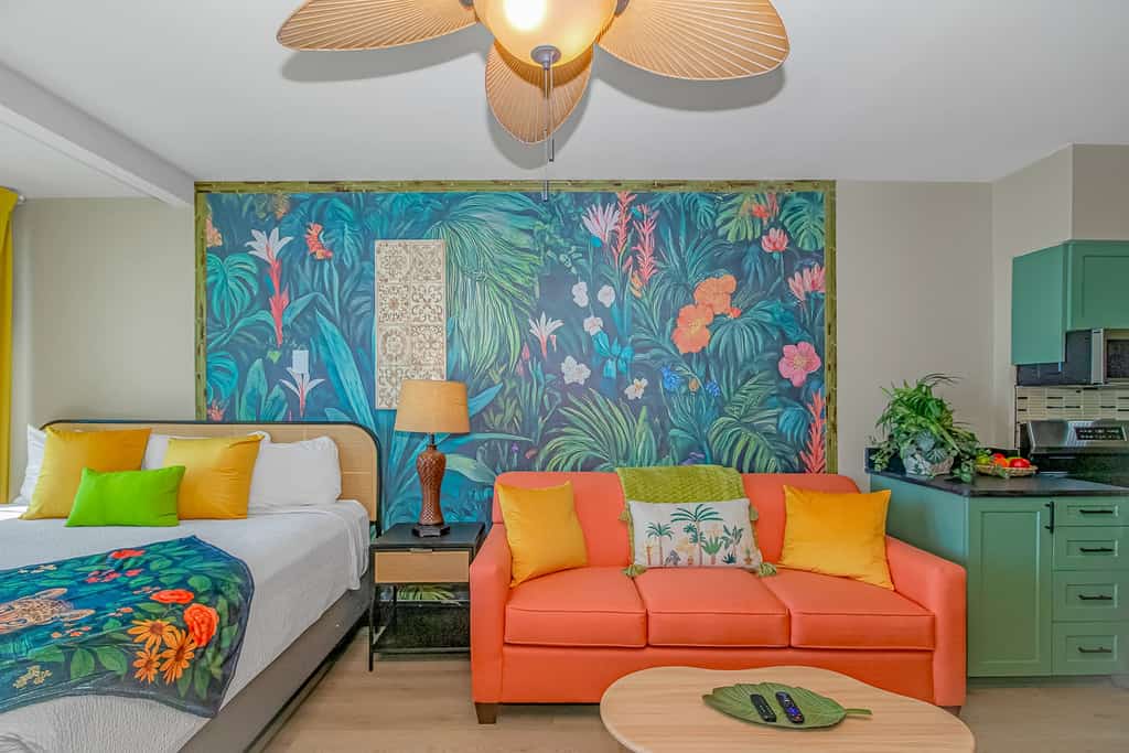 Welcome to your tropical escape at Bamboo Beachfront Bungalow, a beautifully updated oceanfront studio located on the 5th floor of the iconic Yachtsman Resort South Tower. Designed with a breezy, island inspired feel, this inviting space features a queen sized bed and a sleeper sofa, comfortably accommodating up to 4 guests for the perfect coastal getaway in Myrtle Beach.