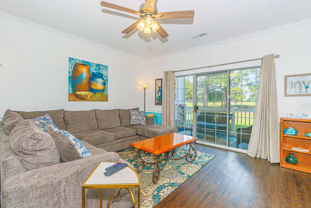 Are you looking for a vacation rental with golf course views? The search for your next vacation stops here! Check out this first floor, 2-bedroom apartment located in the Magnolia Place community in Myrtle Beach, SC. This condo is fully furnished with 1 king size bed, 1 queen size bed, a queen size sleeper sofa, and will comfortably accommodate up to 6 guests!