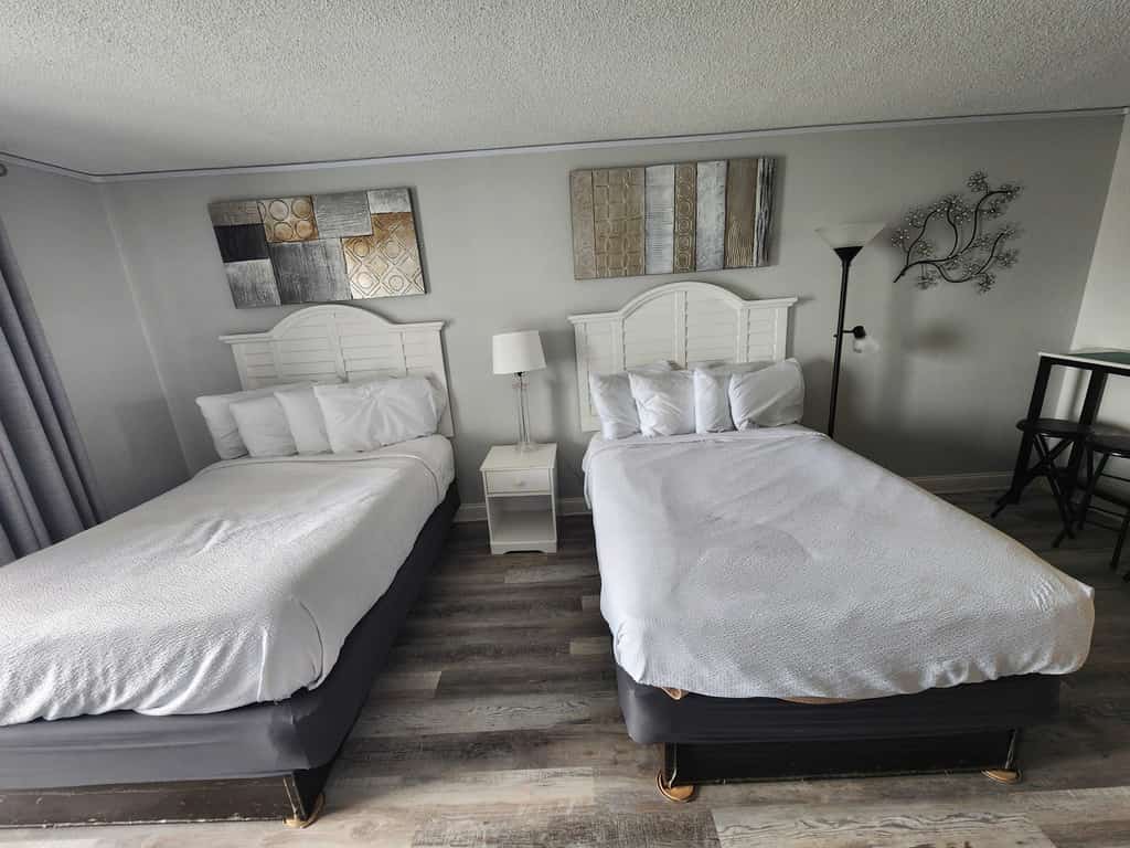 Take a look at this stunning unit at the Sea Mist Resort, located in the Driftwood Tower on the 16th floor! This unit is equipped with two queen beds and will comfortably sleep up to 4 guests.

Unfortunately, all pools are currently unavailable for guest use with no anticipated reopening date.