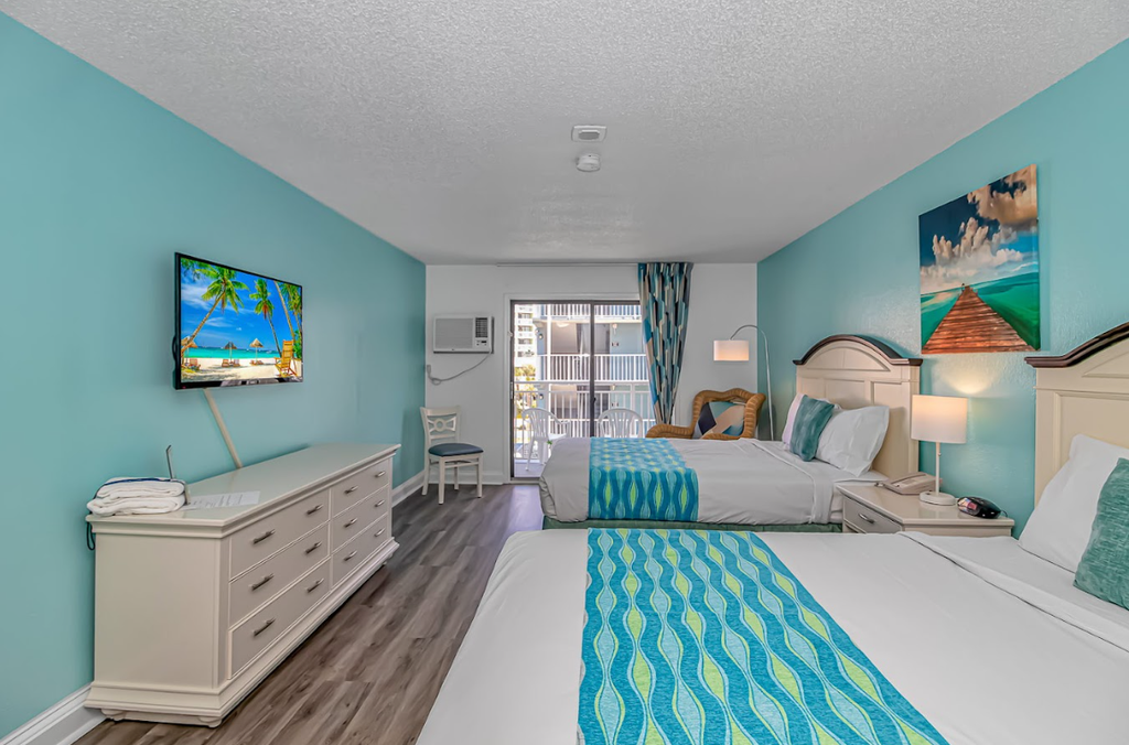 The search for your next vacation rental ends here! Check out this 4th floor, ocean view vacation rental at the Sea Mist Resort in Myrtle Beach, SC. This ocean view condo is fully furnished with everything you need for your next vacation. This apartment features 2 queen beds and will comfortably accommodate 2-4 guests. The unit is also furnished with a TV with basic cable, AC and Heat, full size fridge, private bathroom with tub/shower and vanity, as well as a private balcony. This is a perfect rental for a couple, group of friends, or a small family! Located on the 4th floor of the Driftwood Building, guests will enjoy a nicely updated condo with a view of the ocean!

Free Wi-Fi and Cable are available.

Unfortunately, all pools are currently unavailable for guest use with no anticipated reopening date.