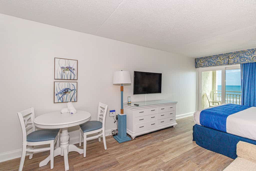 The search for your next vacation getaway ends here! Welcome to this beautifully renovated, 3rd-floor oceanfront condo at the Sea Mist Resort in Myrtle Beach, SC. Whether you're planning a romantic escape, a friends' trip, or a small family vacation, this cozy and stylish studio is ready to make your stay unforgettable.



(please note that the mini waterpark across street and movie theater are not available to our guests)



Free Wi-Fi and cable are available

Smoking AND Vaping are not allowed on property.

Unfortunately, all pools are currently unavailable for guest use with no anticipated reopening date.