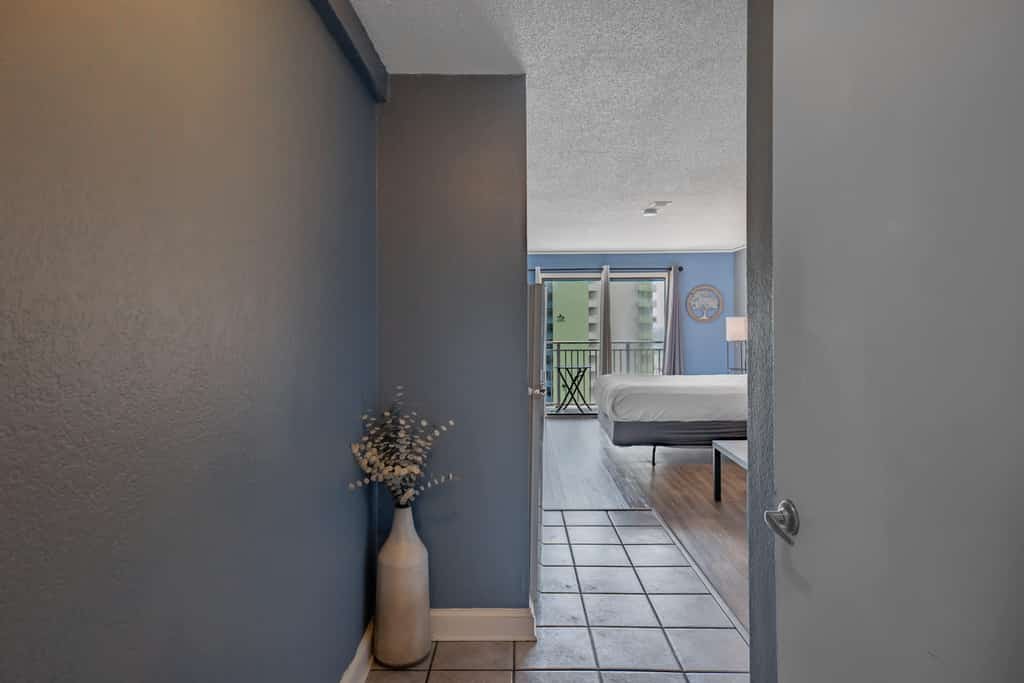 Escape to this cozy ocean-view studio on the 11th floor of the Sea Mist Resort in Myrtle Beach. Perfect for up to four guests, the condo features a full-size bed, a futon that converts into a bed, a private balcony with beautiful Atlantic Ocean views, and a convenient kitchenette for preparing light meals. Whether you're planning a romantic getaway, a family vacation, or a beach trip with friends, you'll enjoy a comfortable stay just steps from the sand and close to Myrtle Beach's best dining, shopping, and attractions.

Please note: The resort pools are currently unavailable for guest use and there is no anticipated reopening date.