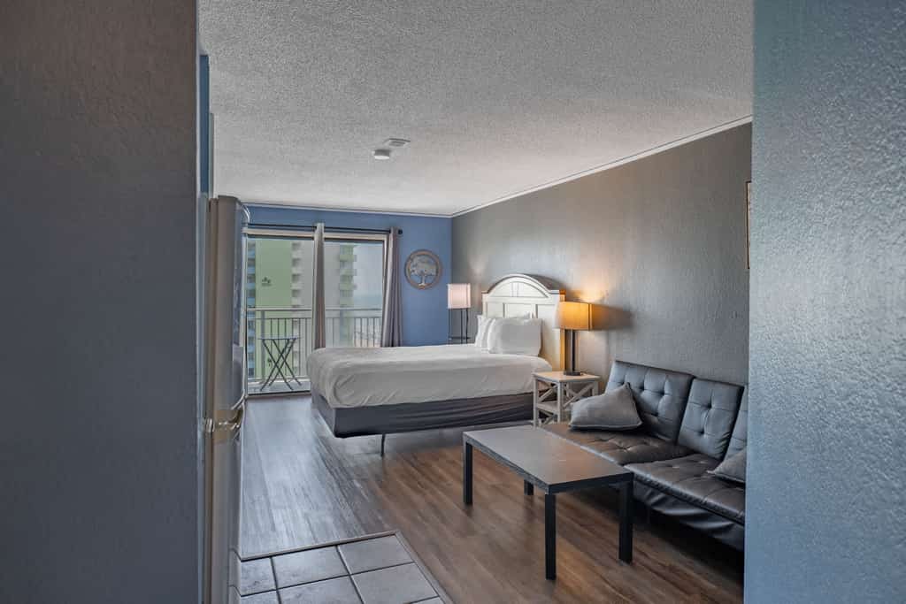 Escape to this cozy ocean-view studio on the 11th floor of the Sea Mist Resort in Myrtle Beach. Perfect for up to four guests, the condo features a full-size bed, a futon that converts into a bed, a private balcony with beautiful Atlantic Ocean views, and a convenient kitchenette for preparing light meals. Whether you're planning a romantic getaway, a family vacation, or a beach trip with friends, you'll enjoy a comfortable stay just steps from the sand and close to Myrtle Beach's best dining, shopping, and attractions.

Please note: The resort pools are currently unavailable for guest use and there is no anticipated reopening date.