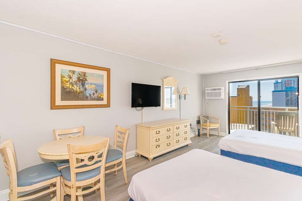 Your search for the perfect vacation rental ends here! Nestled on the 10th floor of the Sea Mist Resort in Myrtle Beach, SC, this newly renovated ocean-view condo offers everything you need for a relaxing getaway. The studio is fully furnished and thoughtfully designed, providing a cozy space that comfortably accommodates up to 4 guests. Featuring two queen-sized beds, the condo is perfect for a couple, a small family, or a group of friends looking to enjoy a beachside escape.

Unfortunately, all pools are currently unavailable for guest use with no anticipated reopening date.