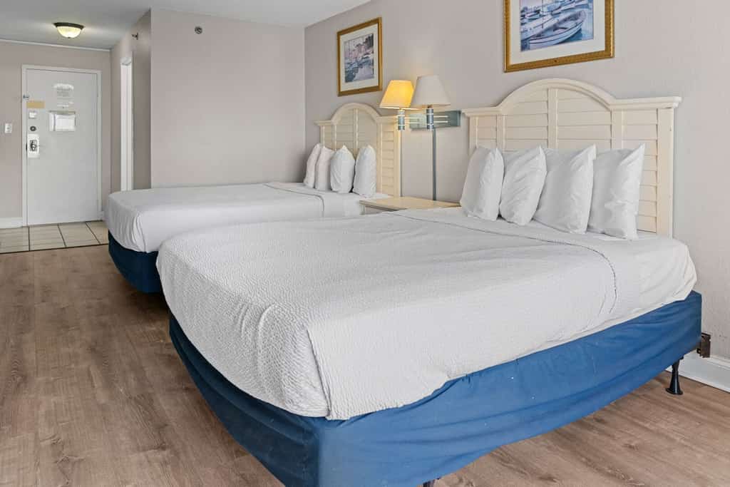 The search for your next vacation rental ends here! Check out this beautiful 11th floor, ocean view vacation rental at the Sea Mist Resort in Myrtle Beach, SC. This ocean view condo is fully furnished with everything you need for your next vacation. This apartment features 2 queen beds and will comfortably accommodate 4 guests. The unit is also furnished with a TV with basic cable, AC and Heat, full-size fridge, microwave, small table and chairs, a dresser for storage, and private bathroom.

Free Wi-Fi is available

Smoking AND Vaping are not allowed.

Unfortunately, all pools are currently unavailable for guest use with no anticipated reopening date.