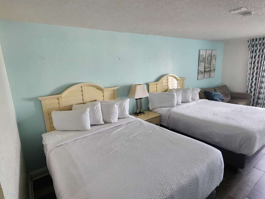 Located on the 13th floor, this cozy unit offers beautiful south-facing views that stretch out over the coastline, perfect for sipping your morning coffee or winding down in the evening. Comfortably sleeping up to six guests, the space features two queen beds and a full-size sleeper sofa, making it a great choice for families, friends, or couples traveling together. Need more room? It&rsquo;s easy to expand your stay by booking additional units at the same resort, possibly even on the same floor! Just ask us how, and we&rsquo;ll be happy to help.

Unfortunately, all pools are currently unavailable for guest use with no anticipated reopening date.