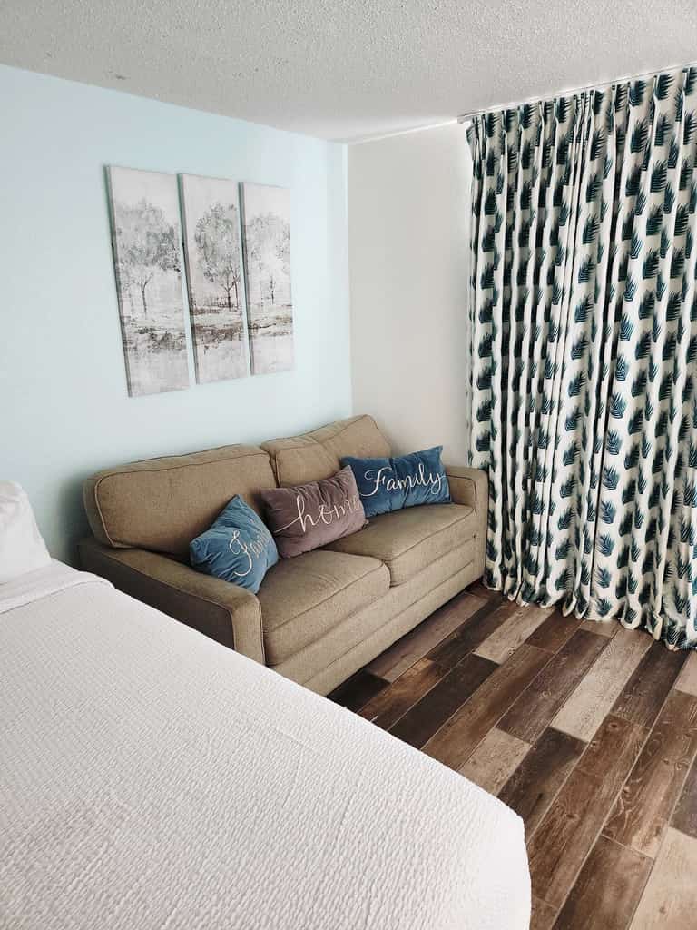 Located on the 13th floor, this cozy unit offers beautiful south-facing views that stretch out over the coastline, perfect for sipping your morning coffee or winding down in the evening. Comfortably sleeping up to six guests, the space features two queen beds and a full-size sleeper sofa, making it a great choice for families, friends, or couples traveling together. Need more room? It&rsquo;s easy to expand your stay by booking additional units at the same resort, possibly even on the same floor! Just ask us how, and we&rsquo;ll be happy to help.

Unfortunately, all pools are currently unavailable for guest use with no anticipated reopening date.
