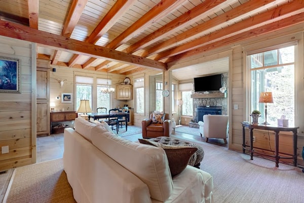 Luxe home overlooking Blue Valley & a stream with elevator & designer interior