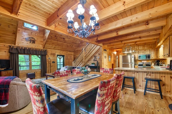 Mountain-view cabin with deck, gas fireplace, WiFi, & W/D - secluded location