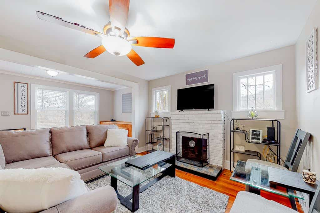Well-appointed, dog-friendly home with a gas grill and fire table
