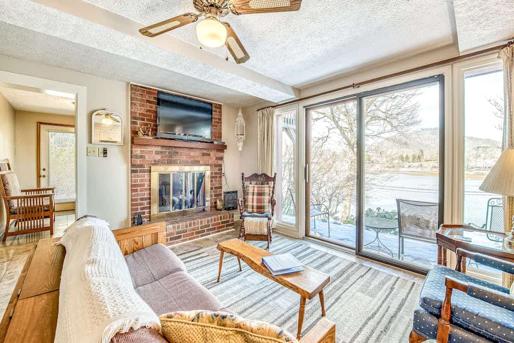 Lakefront home near Lake Junaluska with private balcony, lake views, shared pool